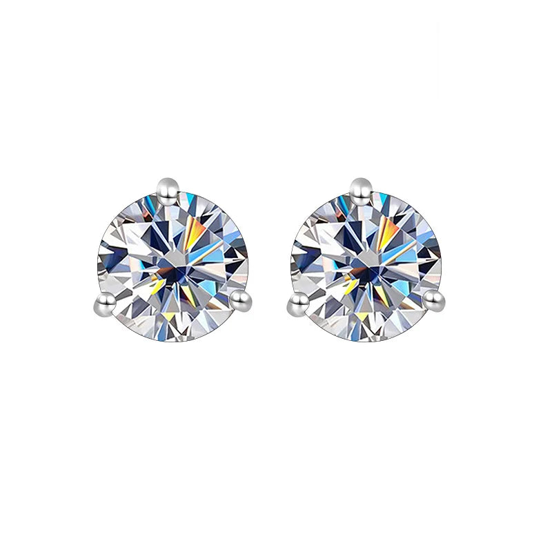 925 Sterling Silver Moissanite Stud Earrings 0.5CT 1CT Women Classic BandsCo Straps