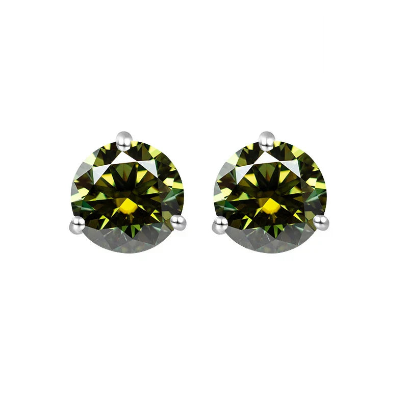 925 Sterling Silver Moissanite Stud Earrings 0.5CT 1CT Women Classic BandsCo Straps