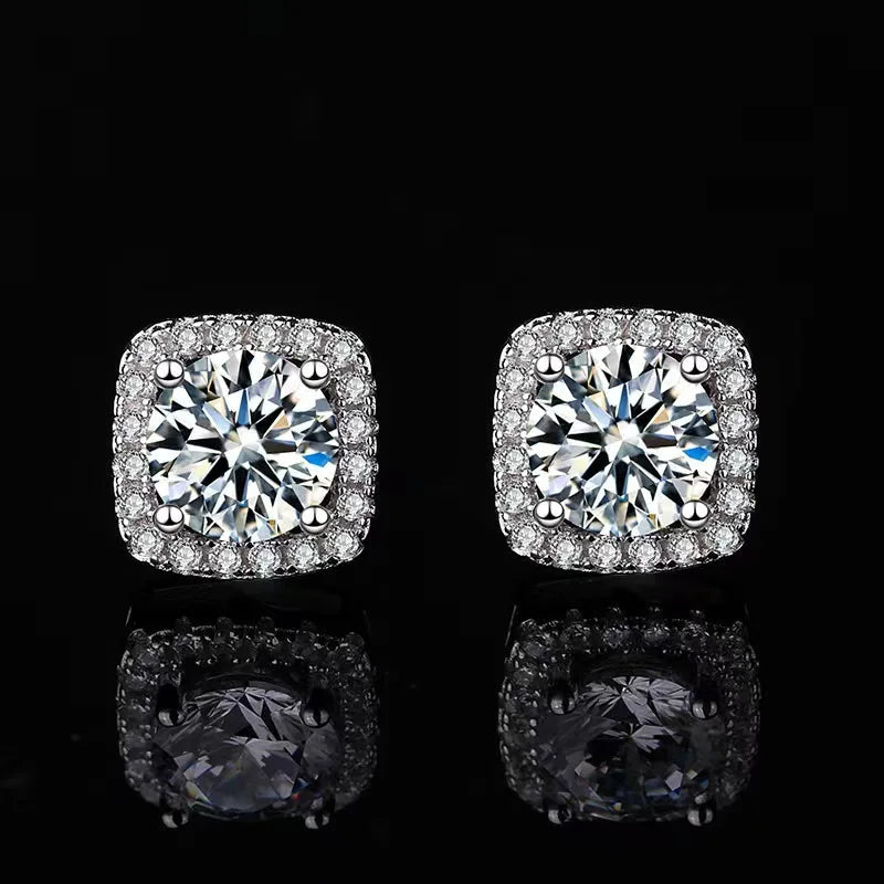 925 Sterling Silver Moissanite Stud Earrings 1-2 Carat Couples Men Women Gift BandsCo Straps