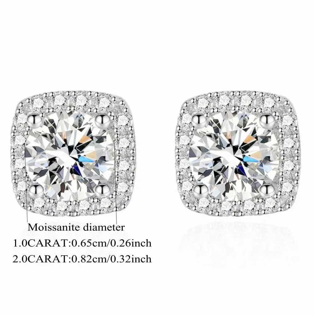925 Sterling Silver Moissanite Stud Earrings 1-2 Carat Couples Men Women Gift BandsCo Straps