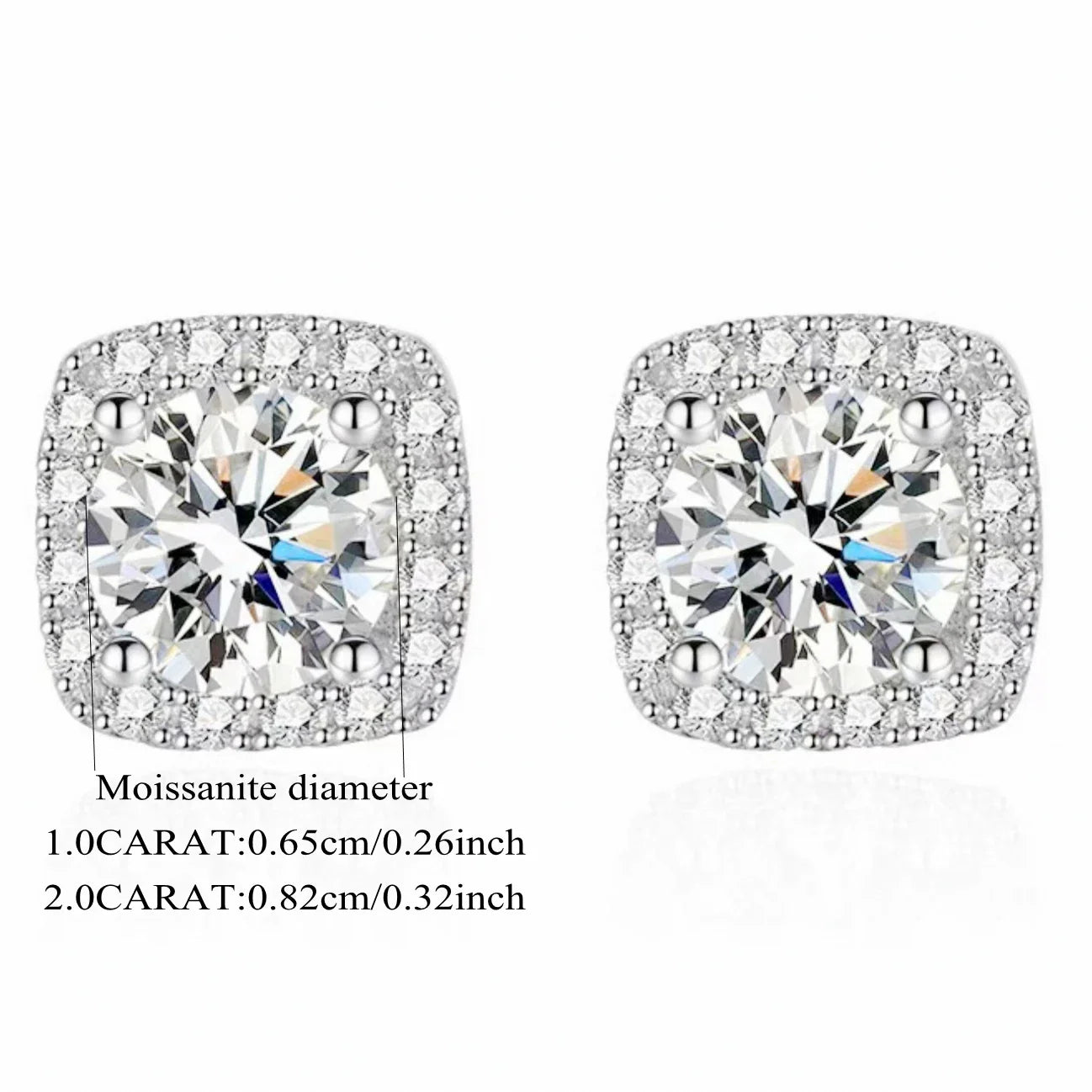 925 Sterling Silver Moissanite Stud Earrings 1-2 Carat Couples Men Women Gift BandsCo Straps