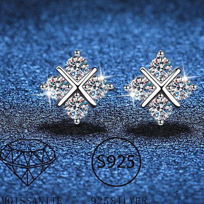 925 Sterling Silver 0.8Ct x2 Moissanite Stud Earrings 1.6Ct Total Classic Luxury BandsCo Straps