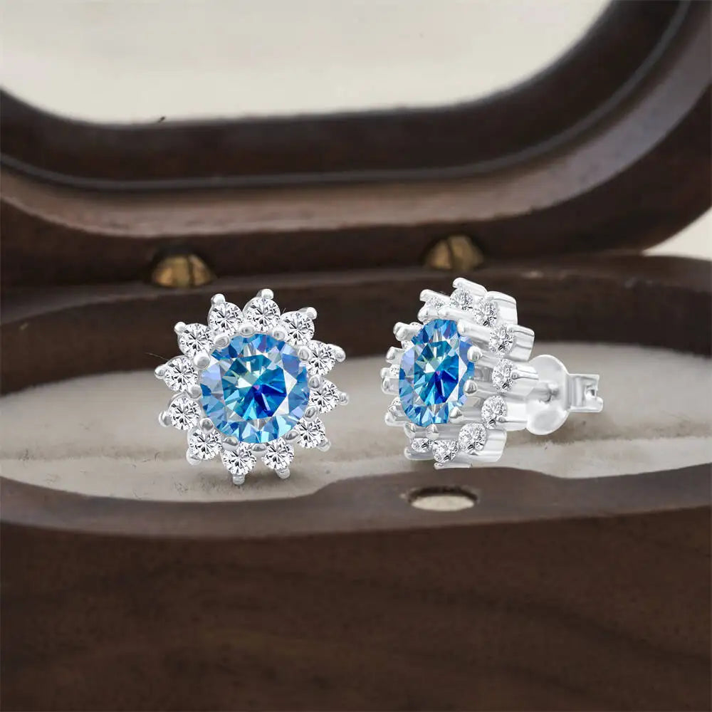 925 Sterling Silver Moissanite Stud Earrings With 1ct Moissanite Pendant BandsCo Straps