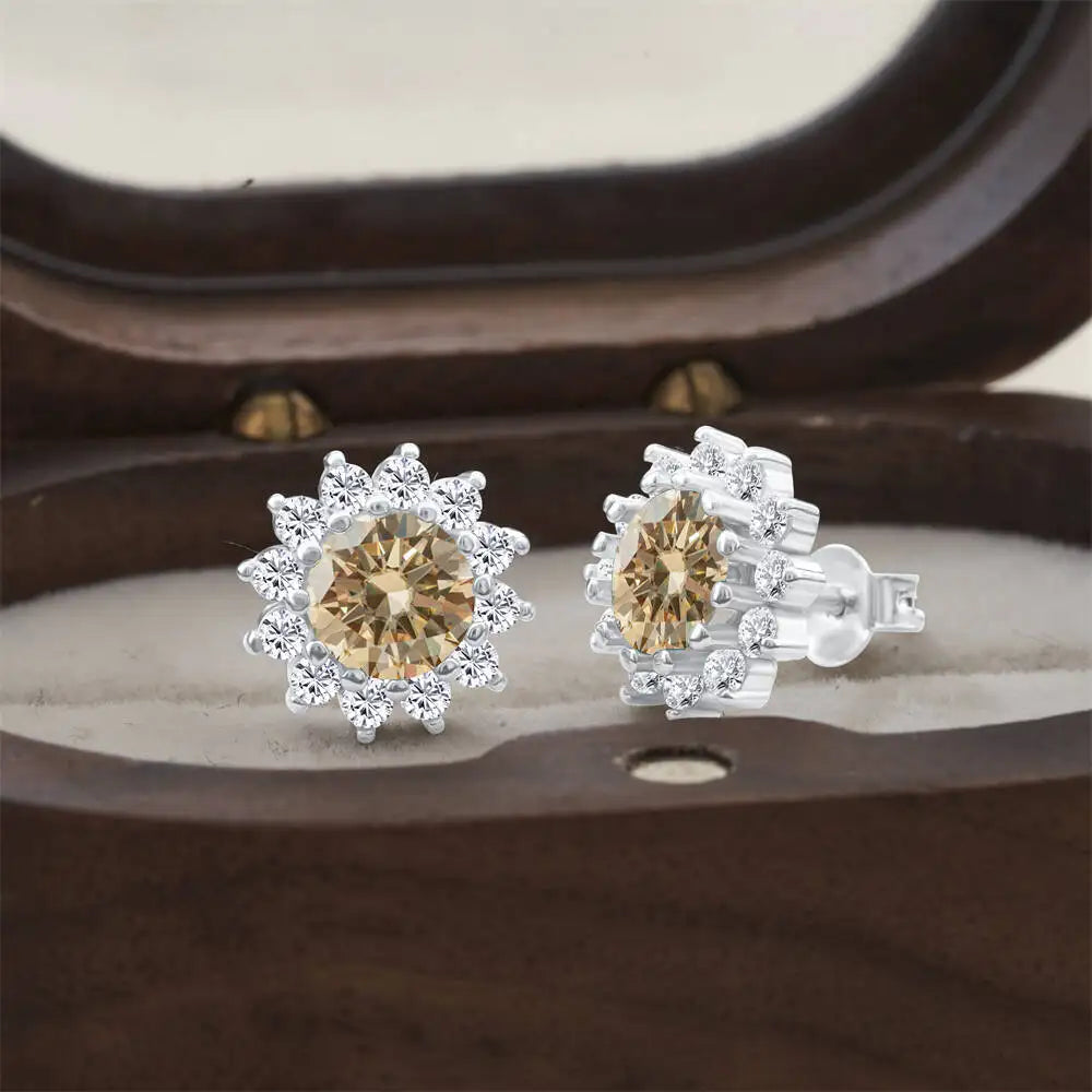 925 Sterling Silver Moissanite Stud Earrings With 1ct Moissanite Pendant BandsCo Straps