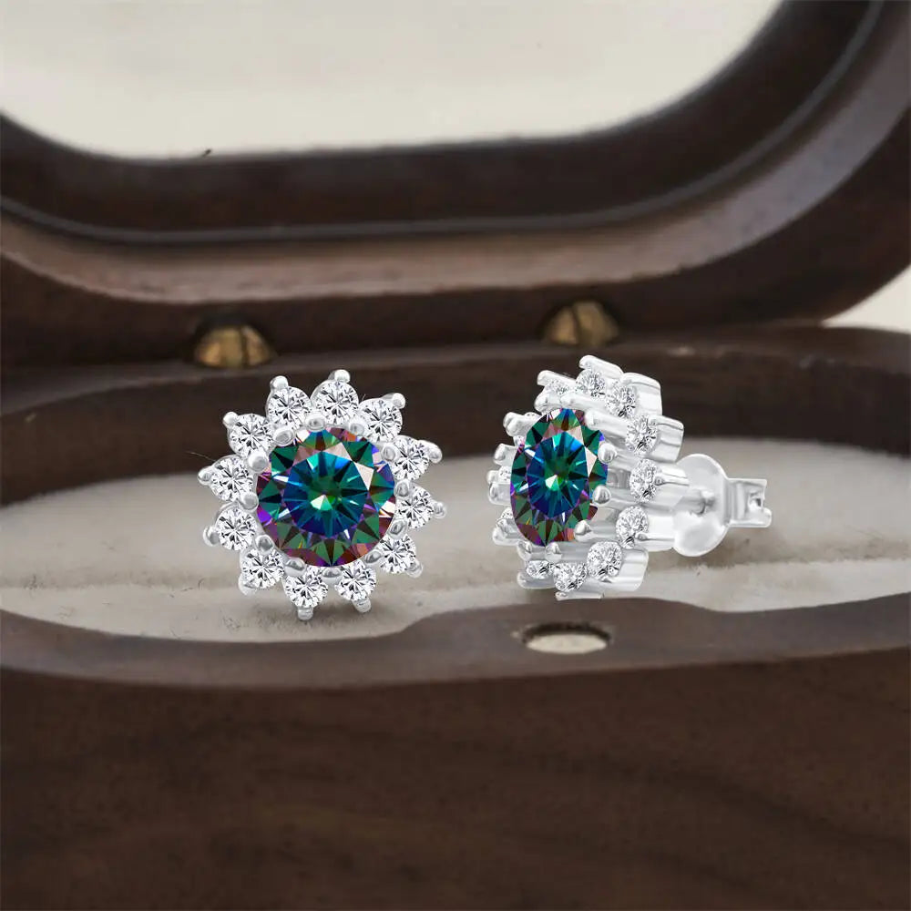 925 Sterling Silver Moissanite Stud Earrings With 1ct Moissanite Pendant BandsCo Straps
