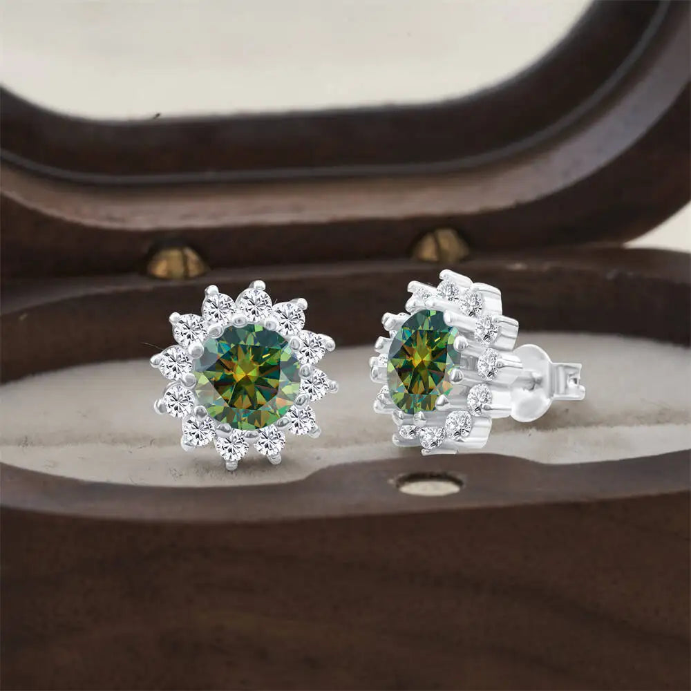925 Sterling Silver Moissanite Stud Earrings With 1ct Moissanite Pendant BandsCo Straps