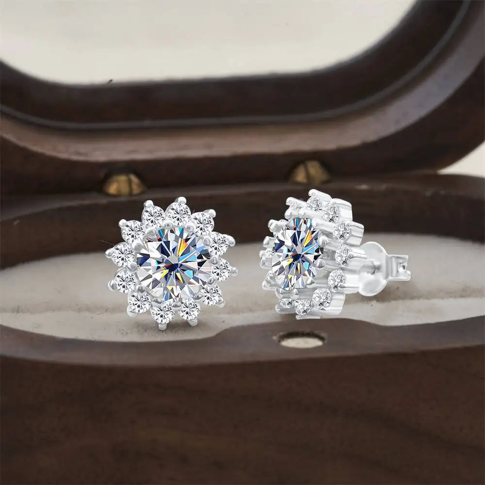 925 Sterling Silver Moissanite Stud Earrings With 1ct Moissanite Pendant BandsCo Straps