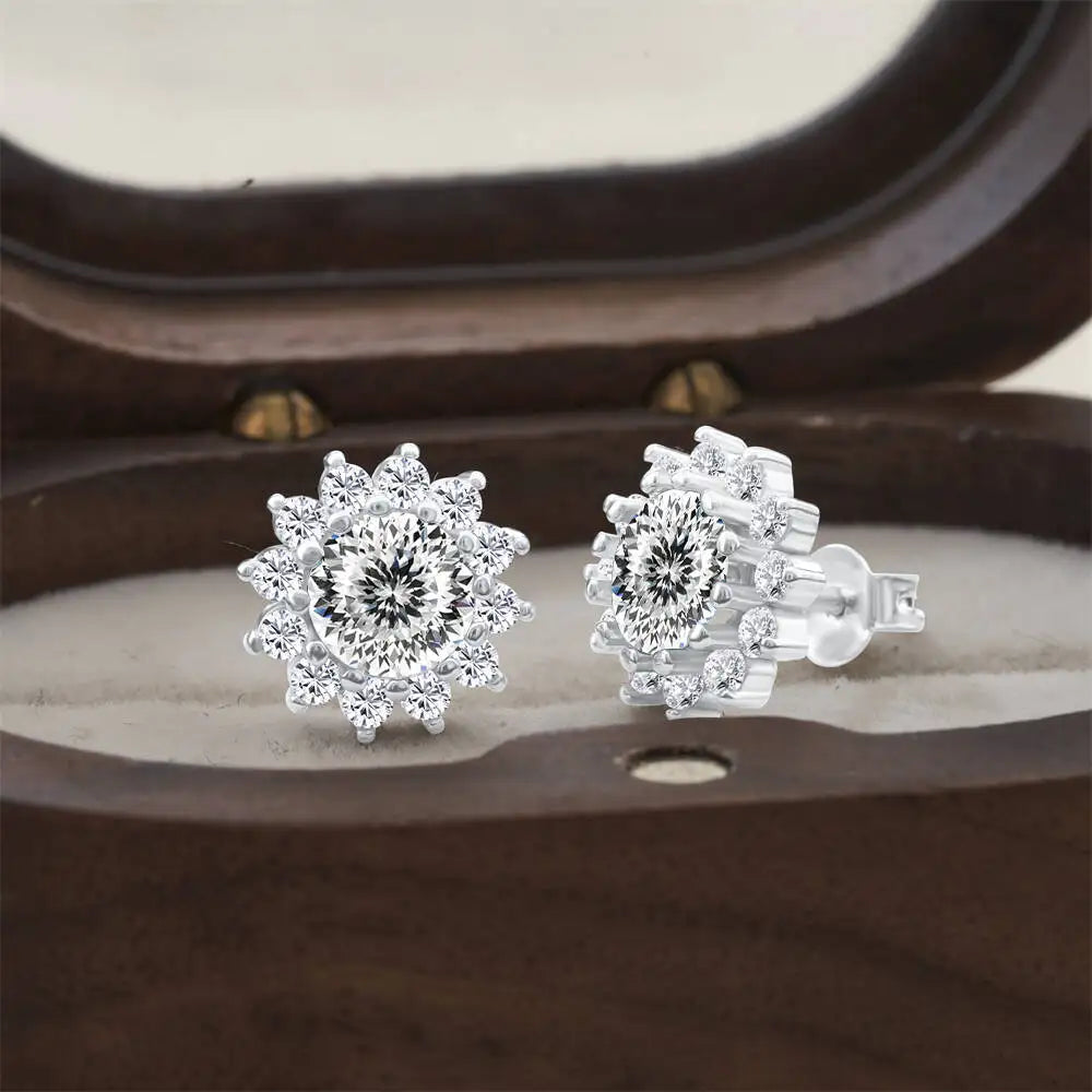 925 Sterling Silver Moissanite Stud Earrings With 1ct Moissanite Pendant BandsCo Straps