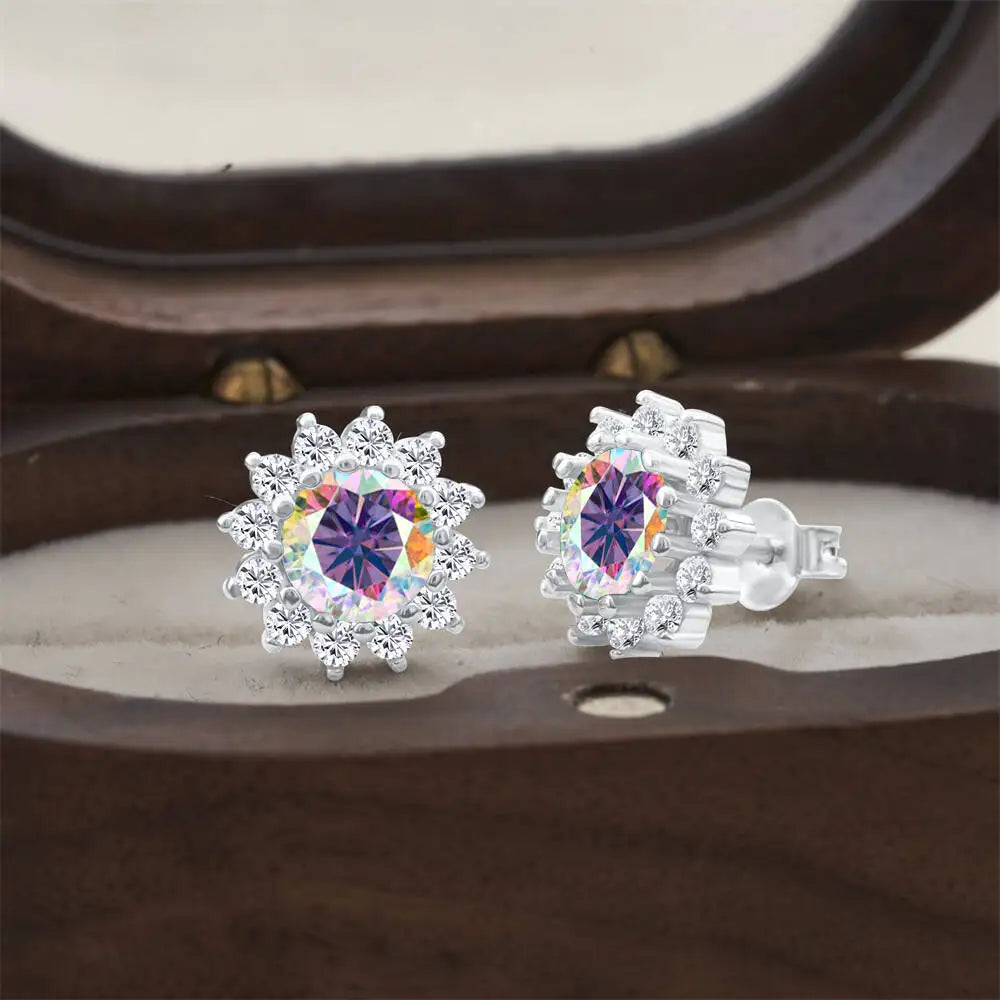 925 Sterling Silver Moissanite Stud Earrings With 1ct Moissanite Pendant BandsCo Straps
