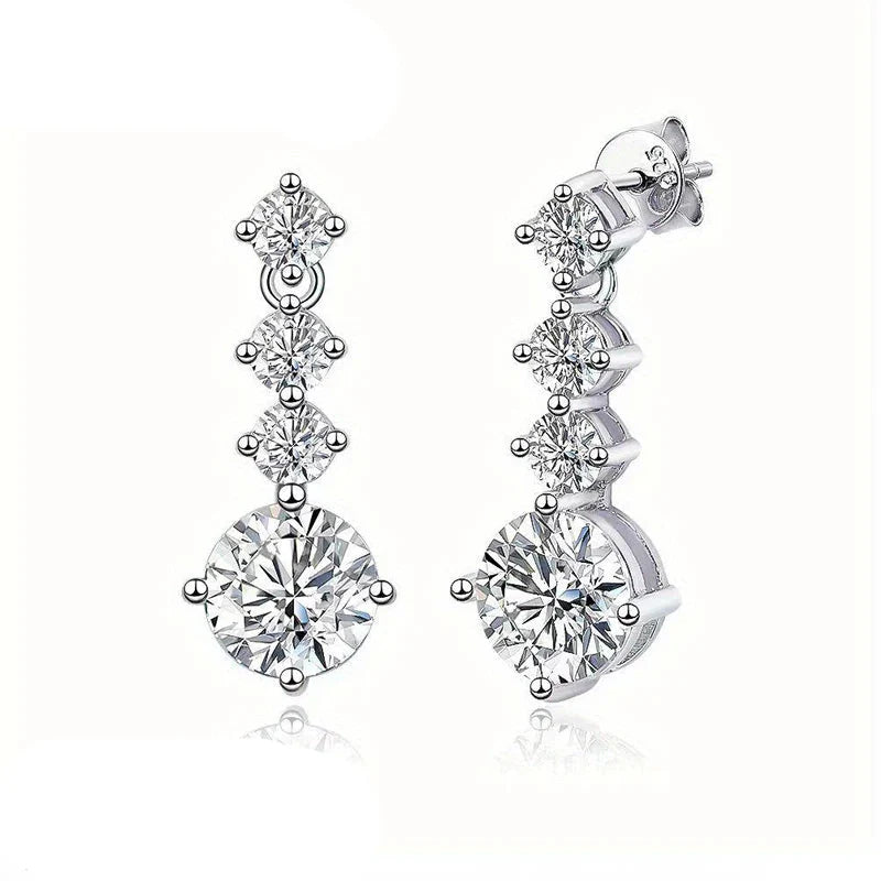 925 Sterling Silver Moissanite Stud Earrings 2.6ct Classic Simple Luxury BandsCo Straps