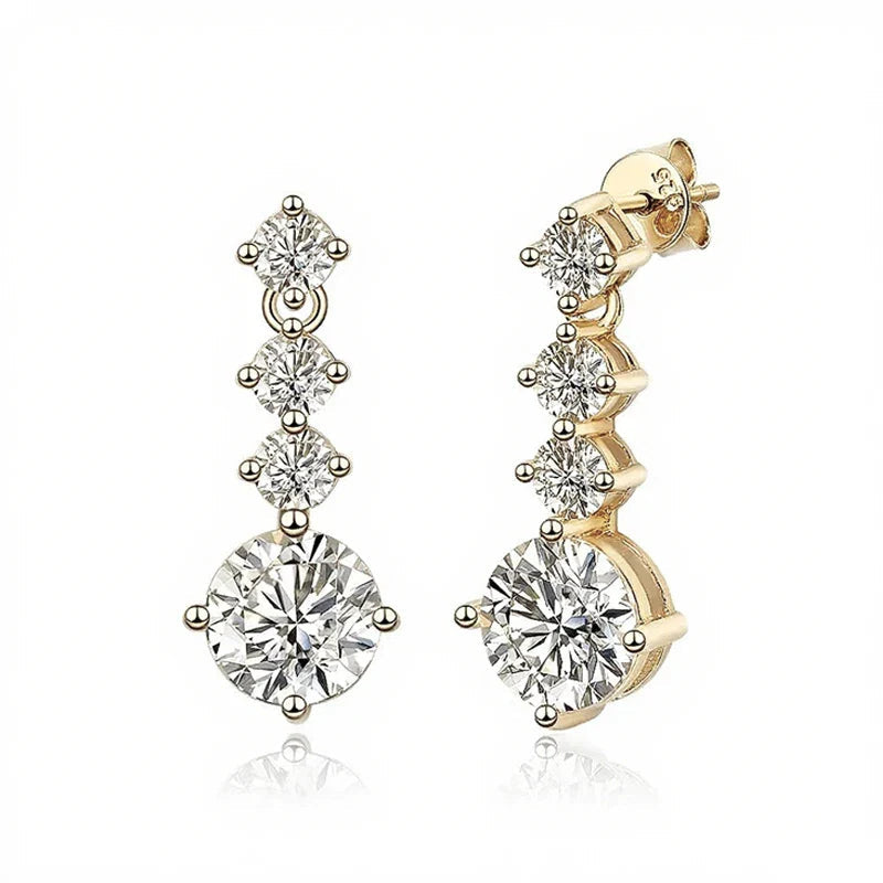 925 Sterling Silver Moissanite Stud Earrings 2.6ct Classic Simple Luxury BandsCo Straps