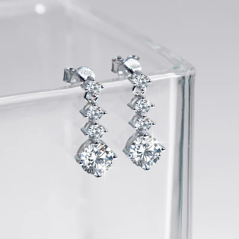 925 Sterling Silver Moissanite Stud Earrings 2.6ct Classic Simple Luxury BandsCo Straps