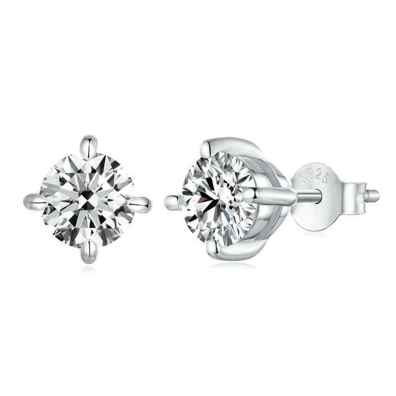 925 Sterling Silver Moissanite Stud Earrings VVS1 Lab Diamond Gift Unisex Party BandsCo Straps