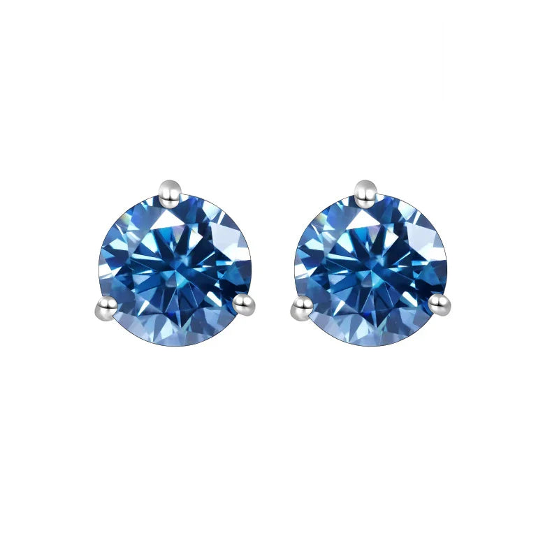 925 Sterling Silver Moissanite Stud Earrings 0.5CT 1CT Women Classic BandsCo Straps