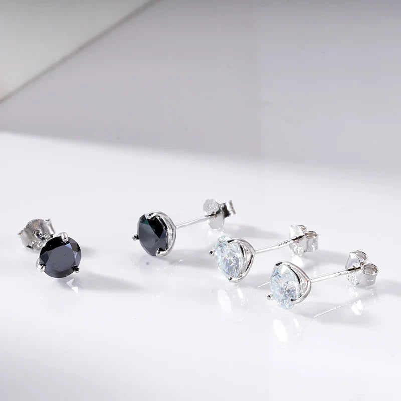 925 Sterling Silver Moissanite Stud Earrings 0.5CT 1CT Women Classic BandsCo Straps