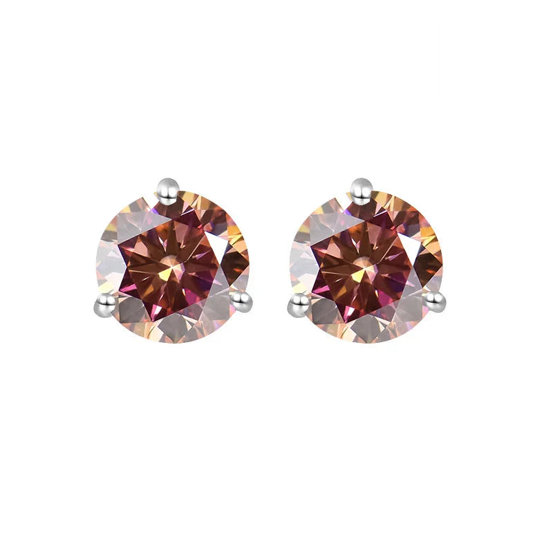 925 Sterling Silver Moissanite Stud Earrings 0.5CT 1CT Women Classic BandsCo Straps