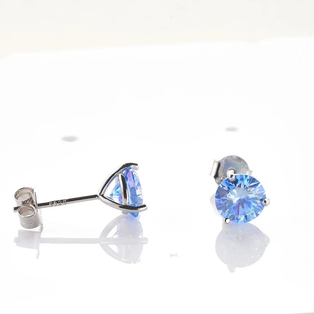 925 Sterling Silver Moissanite Stud Earrings 0.5CT 1CT Women Classic BandsCo Straps