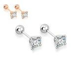 925 Sterling Silver Moissanite Stud Earrings 0.3-1ct Four-Claw Screw Back BandsCo Straps