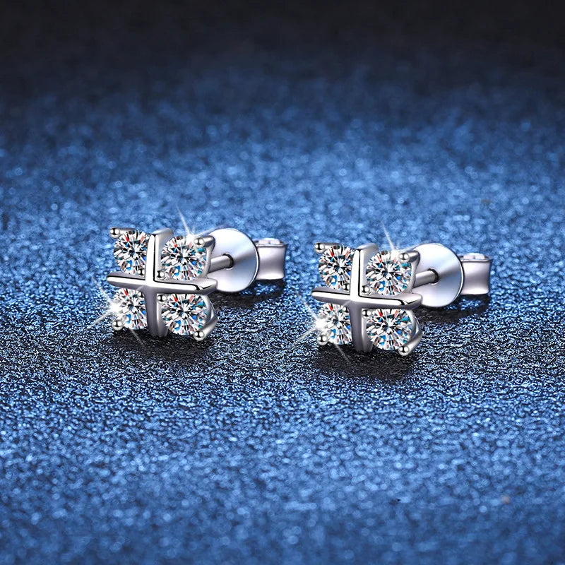 925 Sterling Silver 0.8Ct x2 Moissanite Stud Earrings 1.6Ct Total Classic Luxury BandsCo Straps