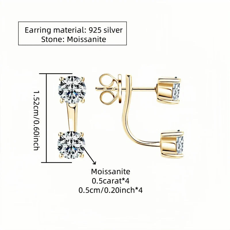 925 Sterling Silver 1ct Moissanite Stud Earrings Unisex Casual Daily BandsCo Straps