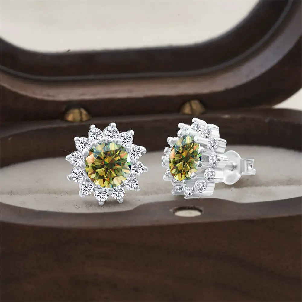 925 Sterling Silver Moissanite Stud Earrings With 1ct Moissanite Pendant BandsCo Straps
