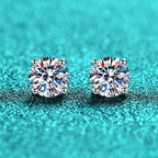 925 Sterling Silver Moissanite Stud Earrings - Round 1ctw Engagement Gift BandsCo Straps