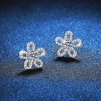 925 Sterling Silver Moissanite Stud Earrings 0.5ct x2 Five-Leaf Flower BandsCo Straps