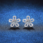 925 Sterling Silver Moissanite Stud Earrings 0.5ct x2 Five-Leaf Flower BandsCo Straps