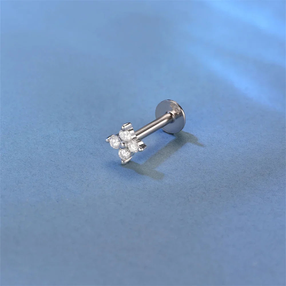 925 Sterling Silver Moissanite Stud Earrings Screw Back Four Claw Small Classic Fashion Jewelry BandsCo Straps