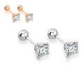925 Sterling Silver Moissanite Stud Earrings 0.3-1ct Four-Claw Screw Back BandsCo Straps