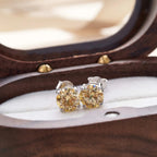 925 Sterling Silver Moissanite Stud Earrings 0.5-1Ct VVS1 Light Yellow BandsCo Straps