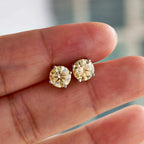 925 Sterling Silver Moissanite Stud Earrings 0.5-1Ct VVS1 Light Yellow BandsCo Straps