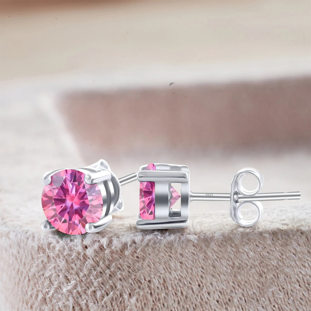925 Sterling Silver Moissanite Stud Earrings - Round 1ctw Engagement Gift BandsCo Straps