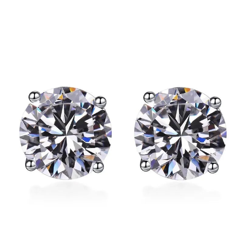925 Sterling Silver Moissanite Stud Earrings - Round 1ctw Engagement Gift BandsCo Straps