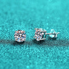 925 Sterling Silver Moissanite Stud Earrings - Round 1ctw Engagement Gift BandsCo Straps