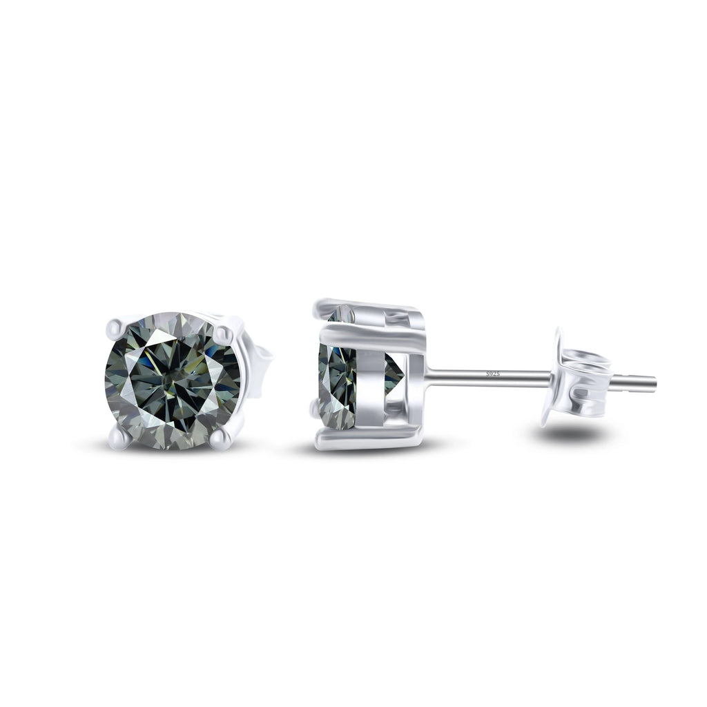925 Sterling Silver Moissanite Stud Earrings - Round 1ctw Engagement Gift BandsCo Straps