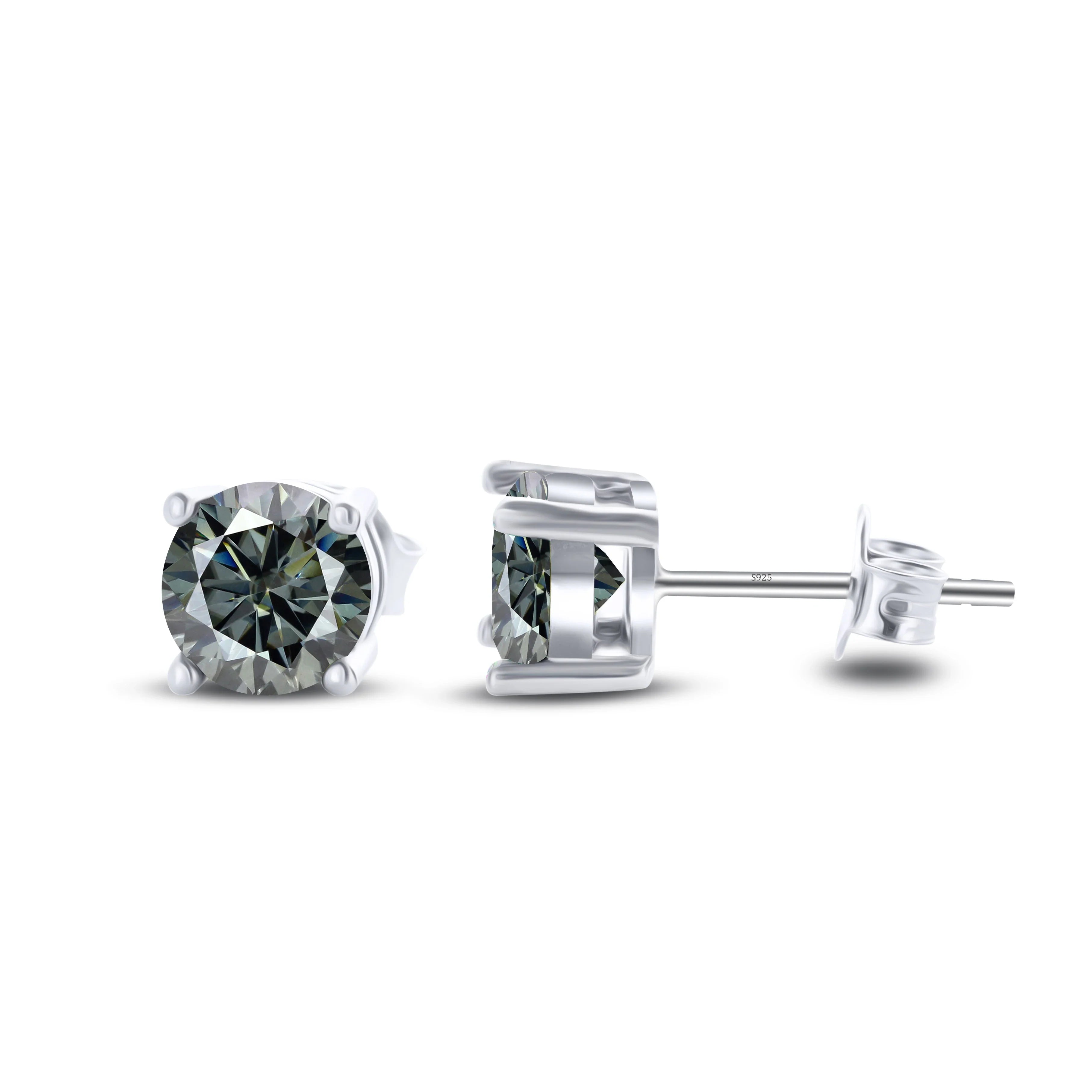 925 Sterling Silver Moissanite Stud Earrings - Round 1ctw Engagement Gift BandsCo Straps