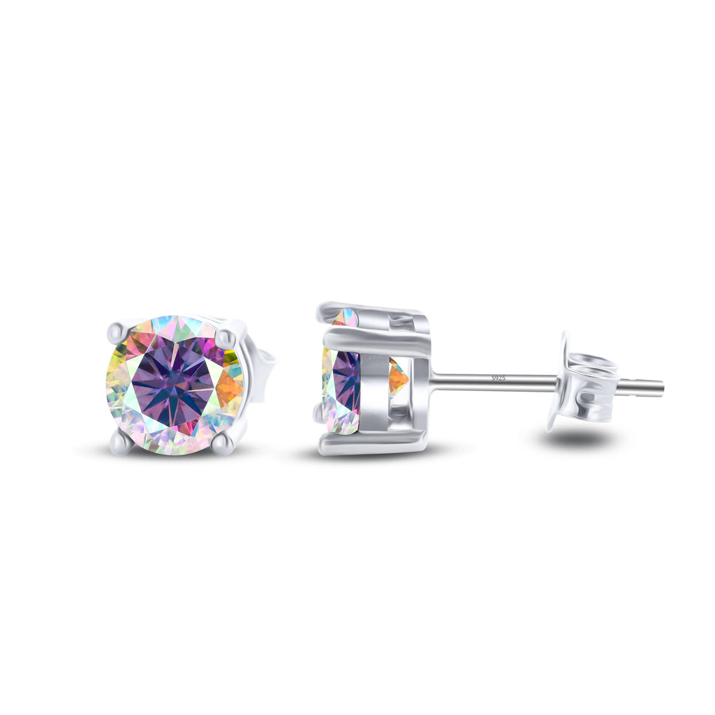 925 Sterling Silver Moissanite Stud Earrings - Round 1ctw Engagement Gift BandsCo Straps