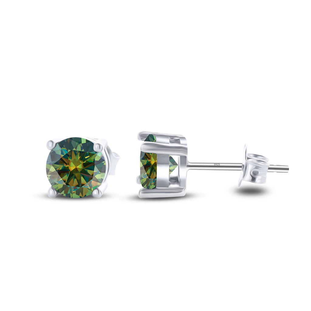 925 Sterling Silver Moissanite Stud Earrings - Round 1ctw Engagement Gift BandsCo Straps