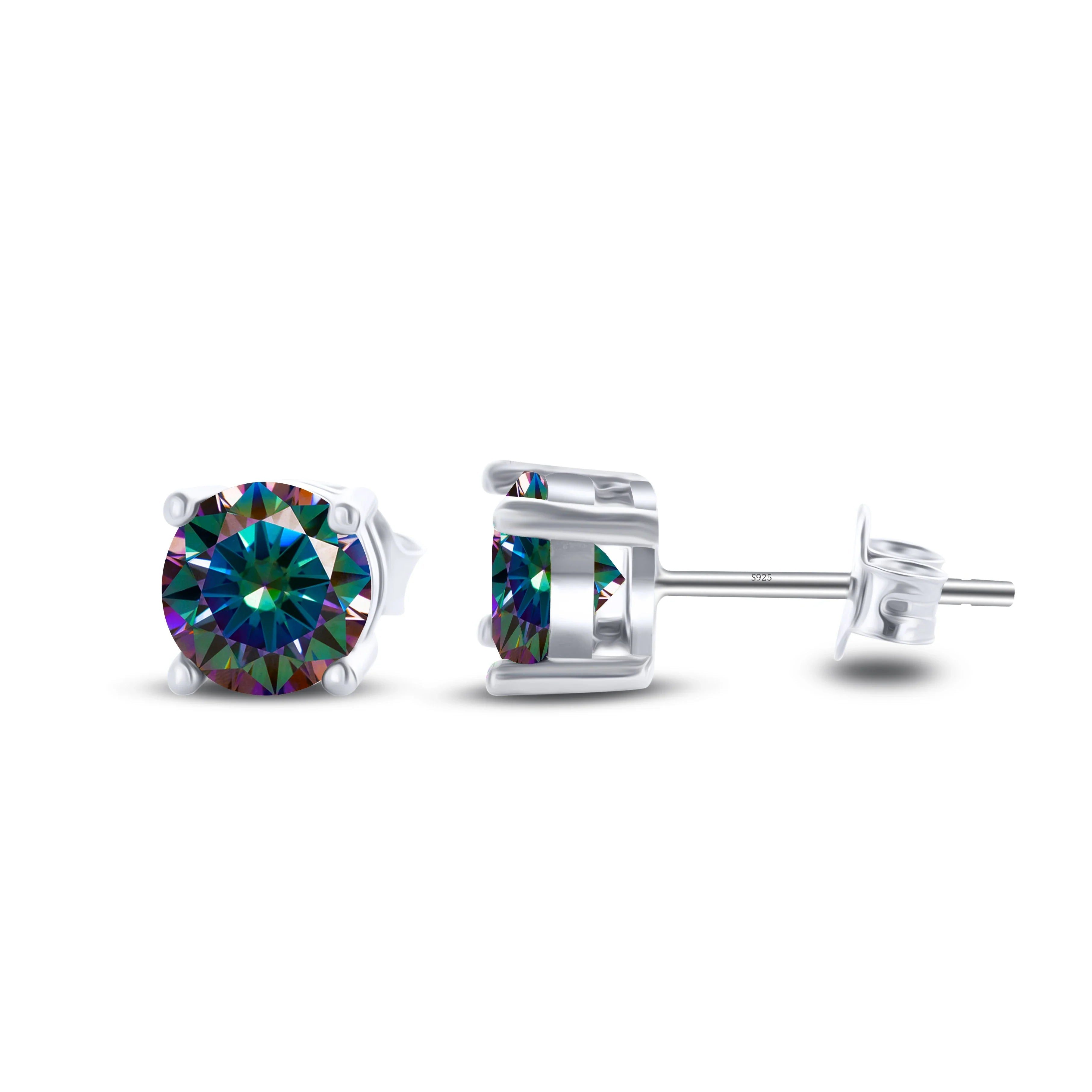 925 Sterling Silver Moissanite Stud Earrings - Round 1ctw Engagement Gift BandsCo Straps