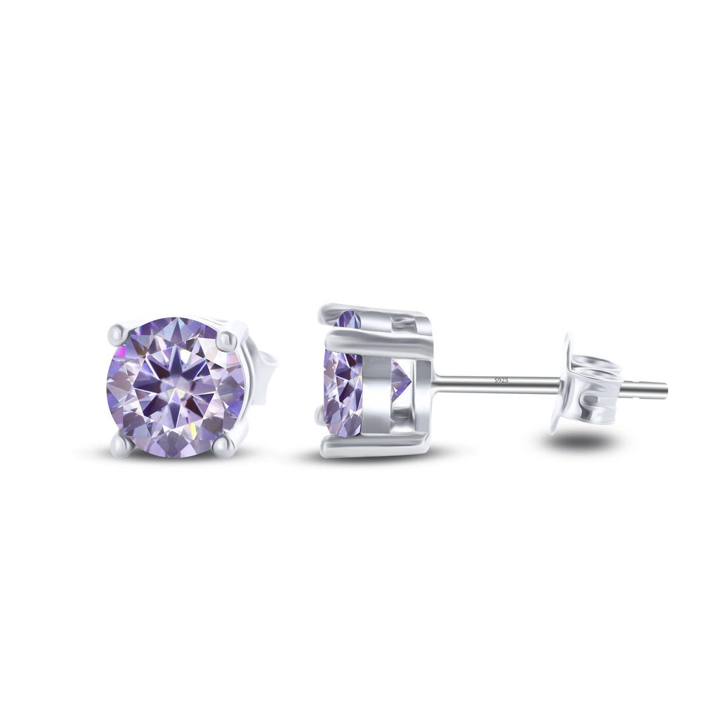 925 Sterling Silver Moissanite Stud Earrings - Round 1ctw Engagement Gift BandsCo Straps