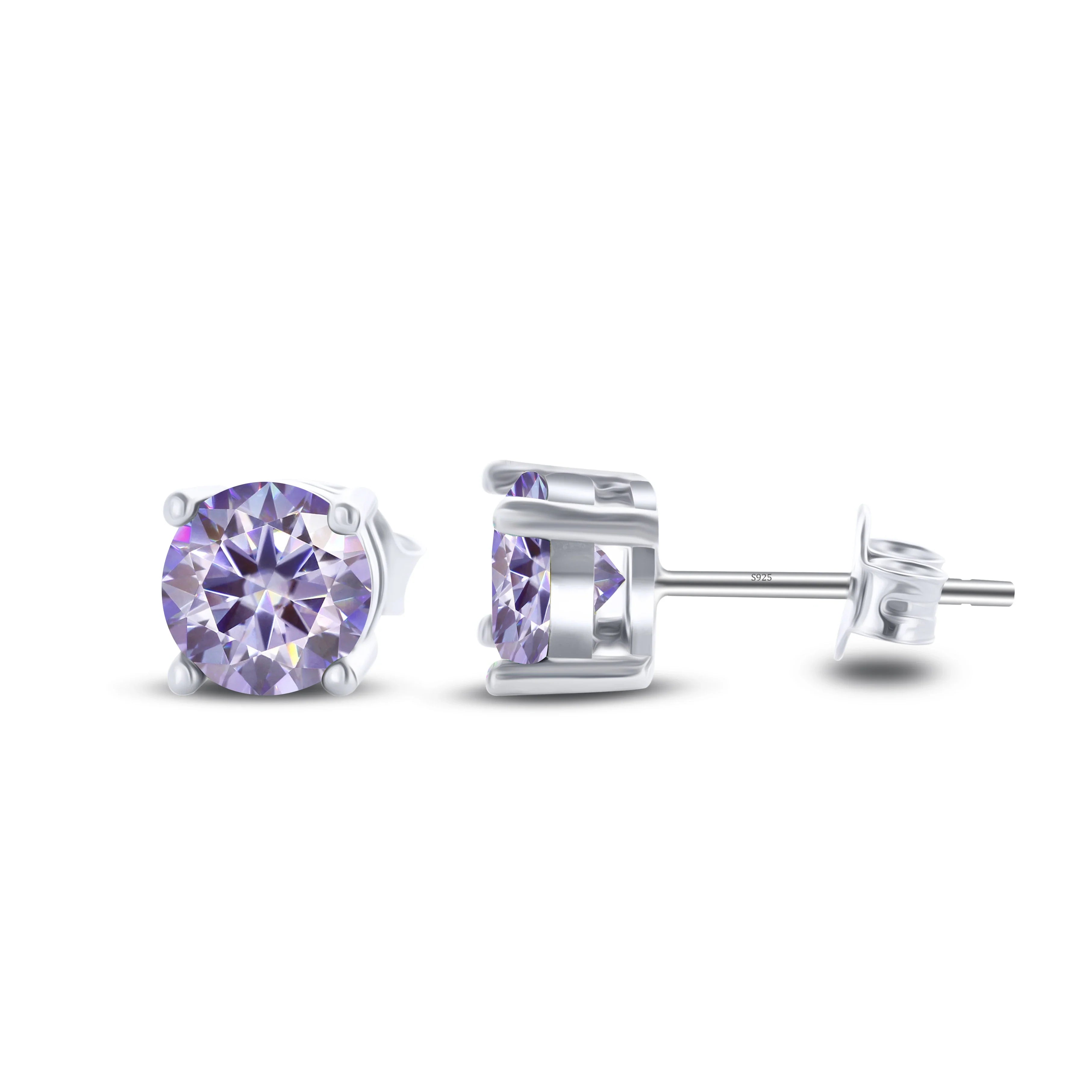 925 Sterling Silver Moissanite Stud Earrings - Round 1ctw Engagement Gift BandsCo Straps
