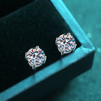 925 Sterling Silver Moissanite Stud Earrings - Round 1ctw Engagement Gift BandsCo Straps