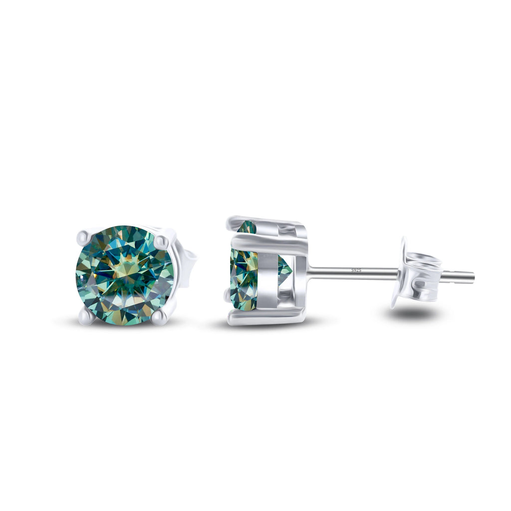 925 Sterling Silver Moissanite Stud Earrings - Round 1ctw Engagement Gift BandsCo Straps
