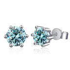 925 Sterling Silver Moissanite Stud Earrings Round VVS1 Pink Yellow Gift BandsCo Straps