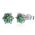 925 Sterling Silver Moissanite Stud Earrings Round VVS1 Pink Yellow Gift BandsCo Straps