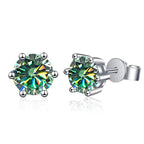 925 Sterling Silver Moissanite Stud Earrings Round VVS1 Pink Yellow Gift BandsCo Straps