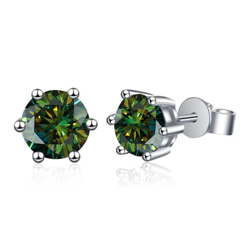 925 Sterling Silver Moissanite Stud Earrings Round VVS1 Pink Yellow Gift BandsCo Straps