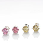 925 Sterling Silver Moissanite Stud Earrings Round VVS1 Pink Yellow Gift BandsCo Straps