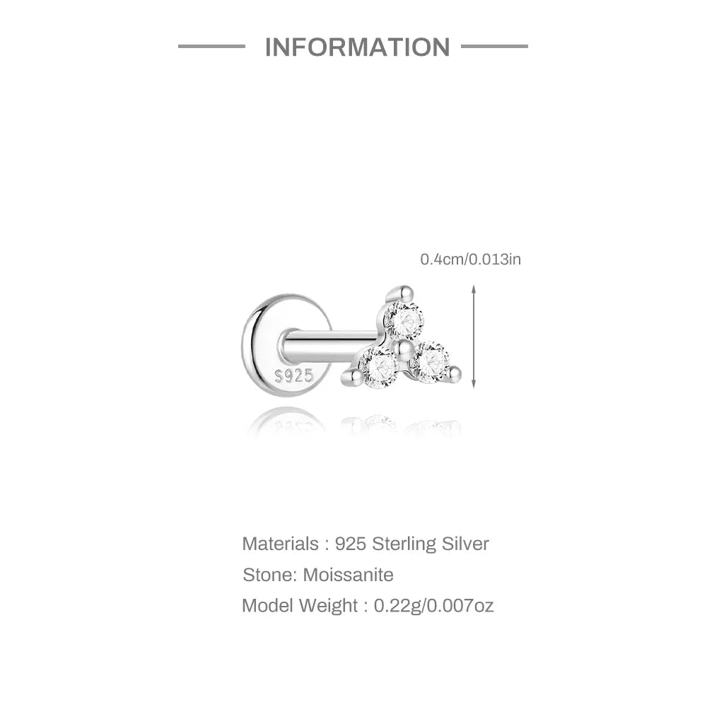 925 Sterling Silver Moissanite Stud Earrings Screw Back Four Claw Small Classic Fashion Jewelry BandsCo Straps